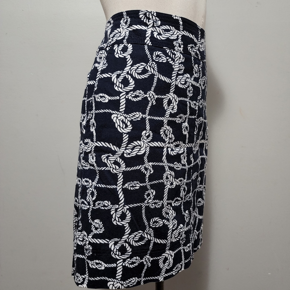 Talbots navy nautical rope cotton twill a-line skirt size 8 - Picture 4 of 8